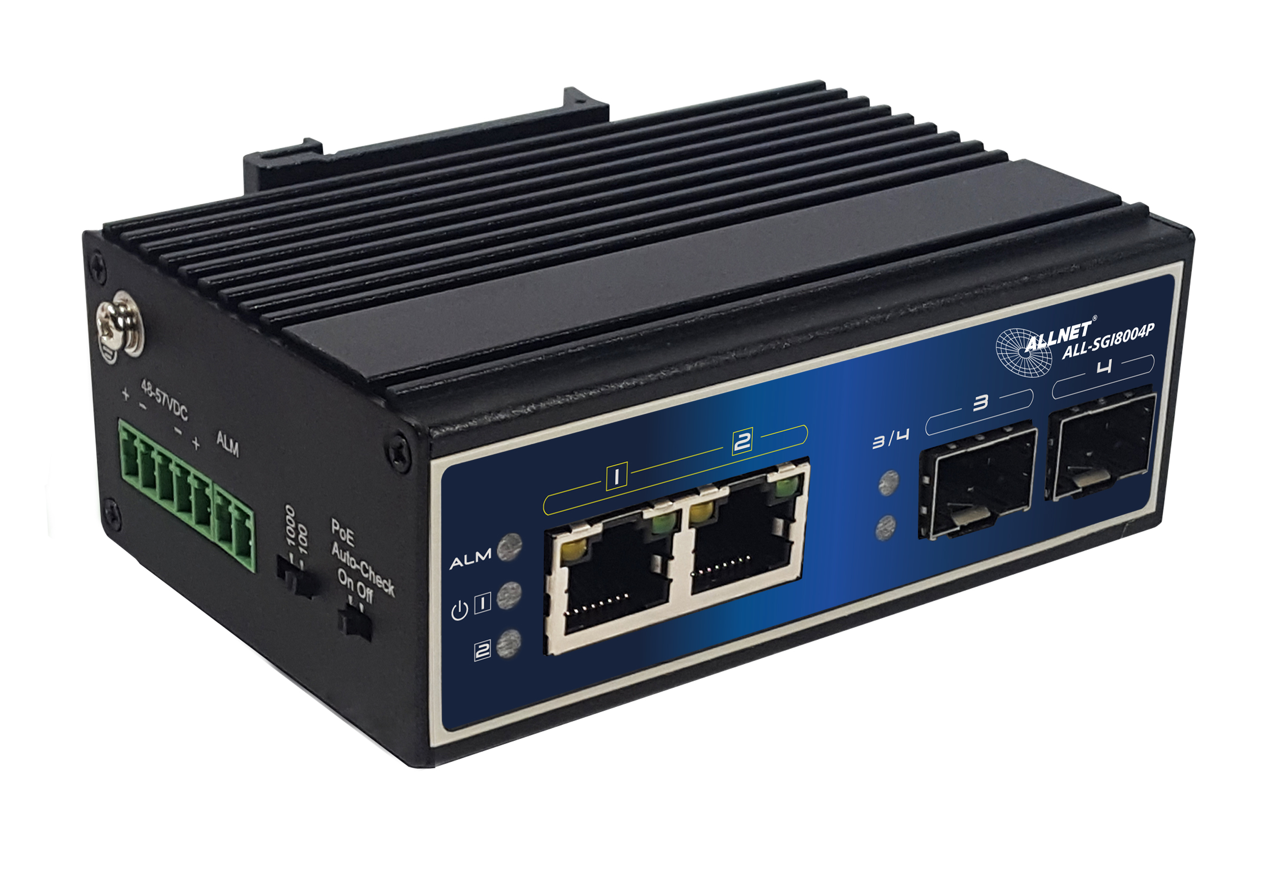 ALLNET ALL-SGI8004P - Unmanaged - Gigabit Ethernet (10/100/1000) - Gigabit Ethernet - Power over Ethernet (PoE), Ansicht 2