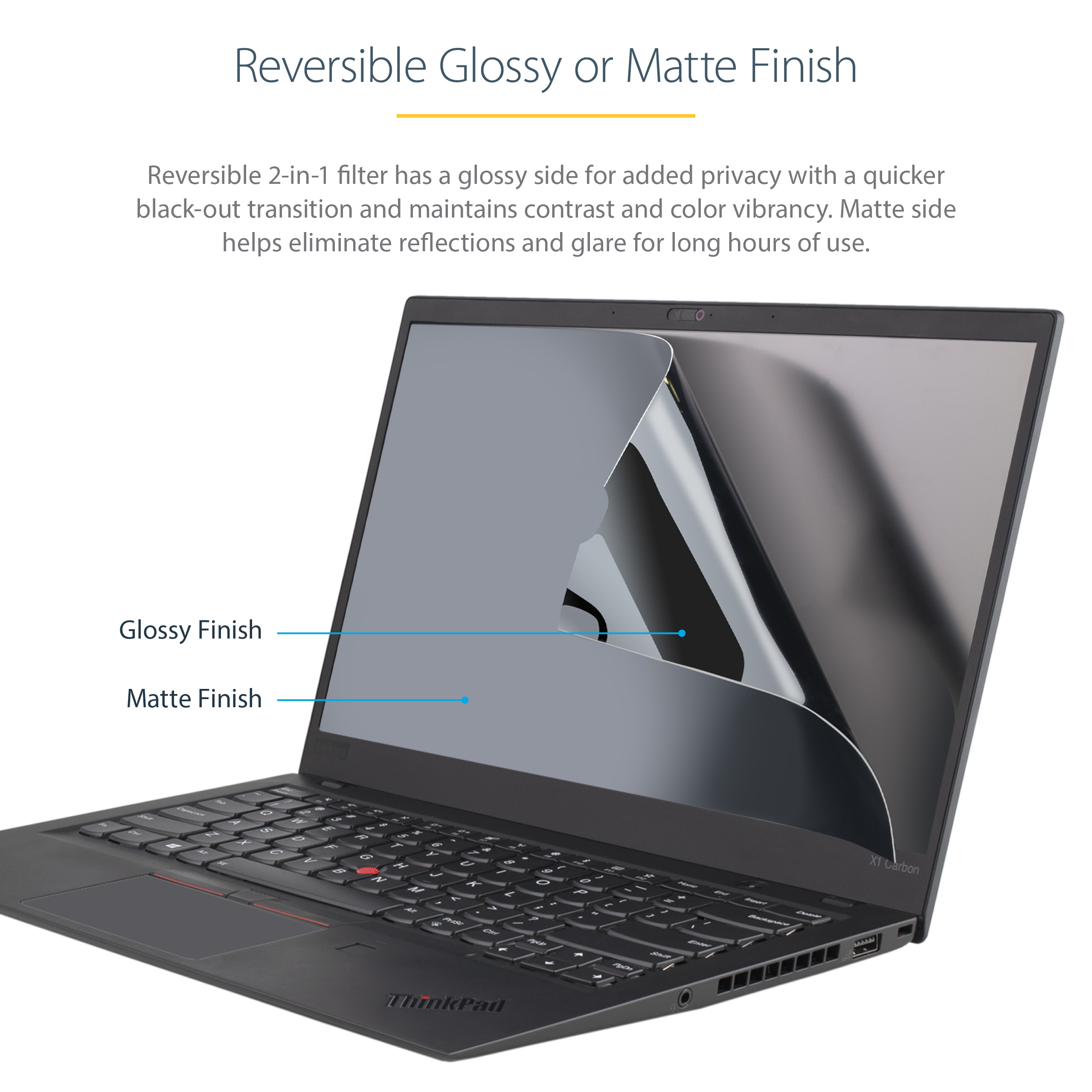 StarTech.com 15.6-inch 16:9 Gold Laptop Privacy Screen, Reversible Filter w/Enhanced Privacy, Computer Security Filter, Ansicht 4