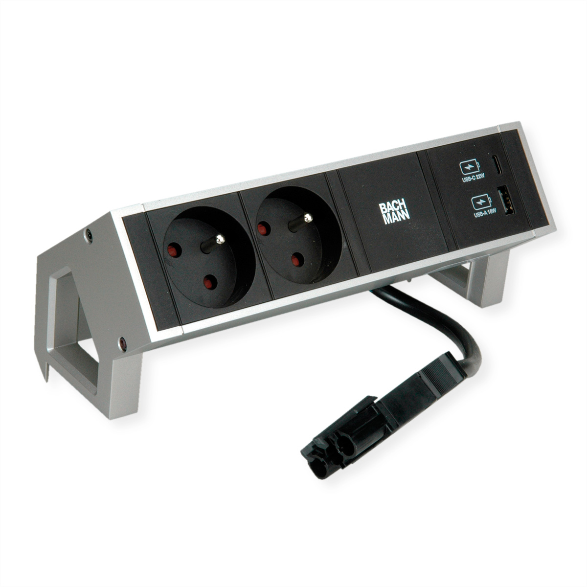 Bachmann DESK2 2xUTE 1xUSB A&C 902.92022W 0.2m GST18 INOX, Ansicht 2