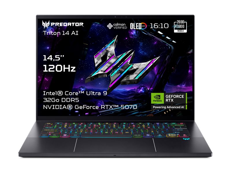 Acer Predator Triton 14 AI PT14-52T - Intel Core Ultra 9 288V / 3.3 GHz - Win 11 Home - GeForce RTX 5070 - 32 GB RAM - 2.048 TB SSD NVMe - 36.8 cm (14.5")