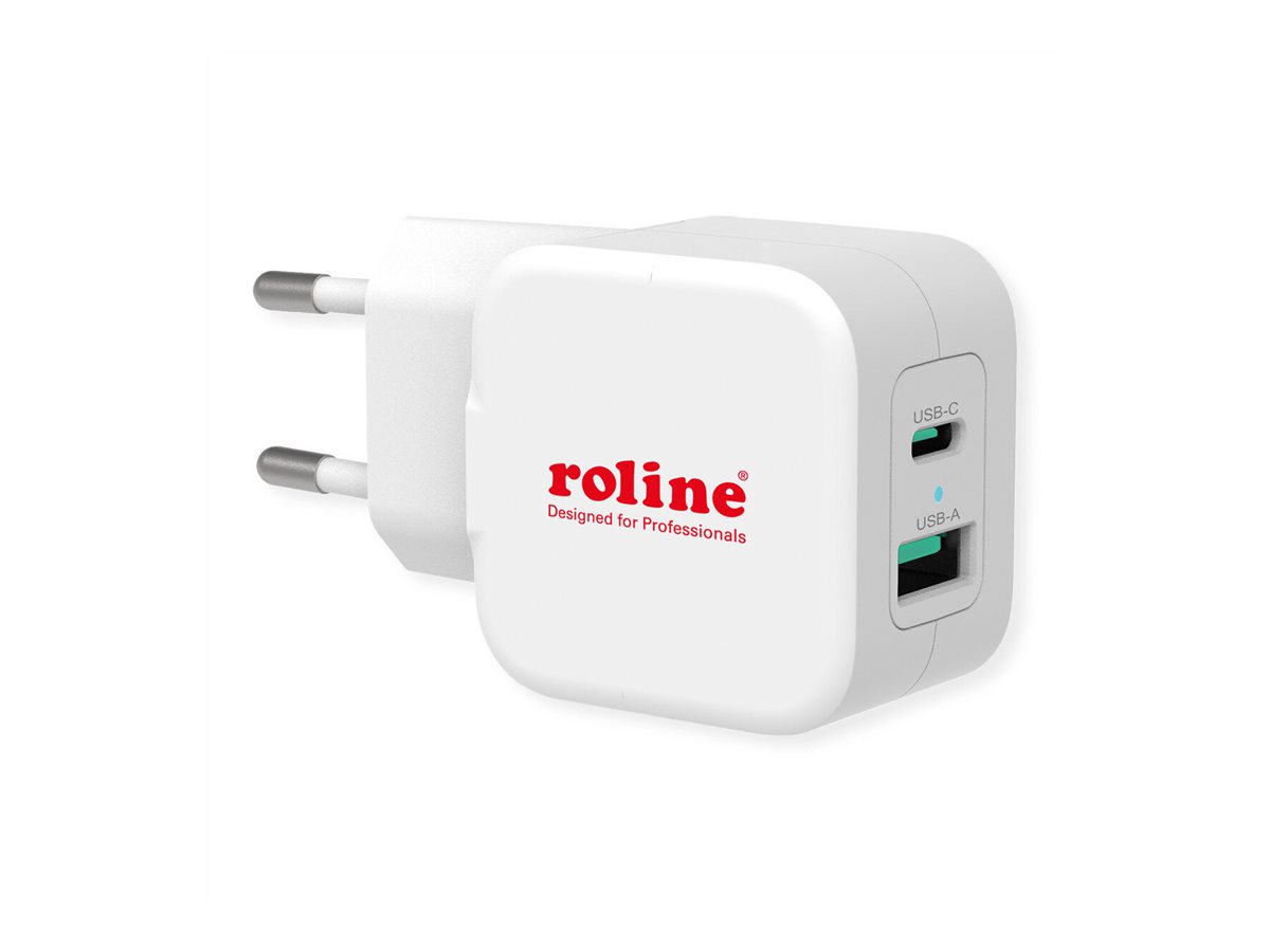 ROTRONIC-SECOMP Roline - Netzteil - 20 Watt - 3 A - PD, QC 3.0 - 2 Ausgabeanschlussstellen (USB, USB-C), Ansicht 4