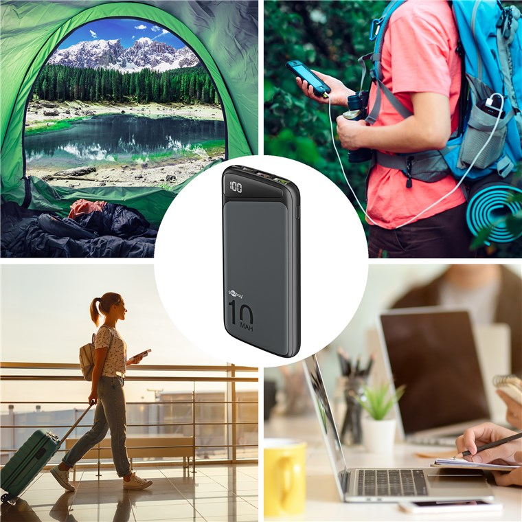 Goobay - Powerbank - 10000 mAh - 37 Wh - PD, QC 3.0, Super Charge - 3 Ausgabeanschlussstellen, Ansicht 3