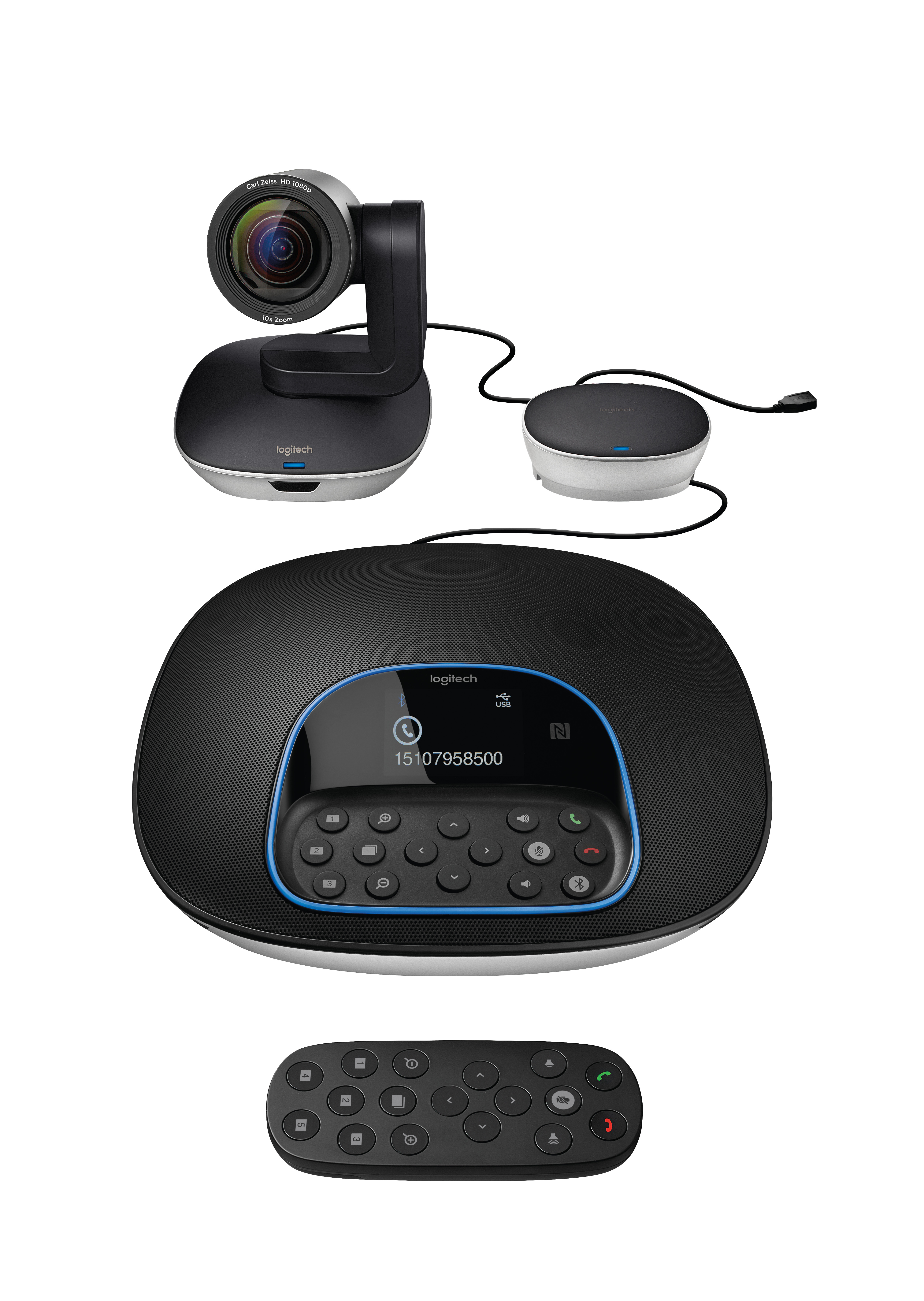 Logitech Group, Gruppen-Videokonferenzsystem, Full HD, 30 fps, 90°, 10x, Schwarz, Grau