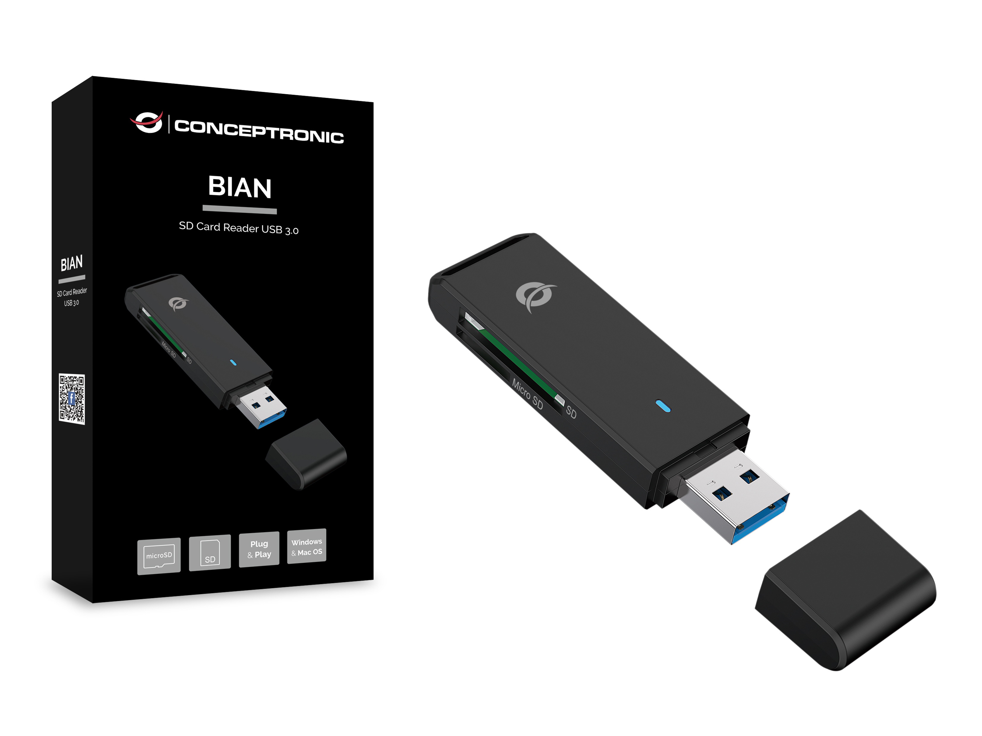 Conceptronic BIAN - Kartenleser (SD, microSD), Ansicht 2