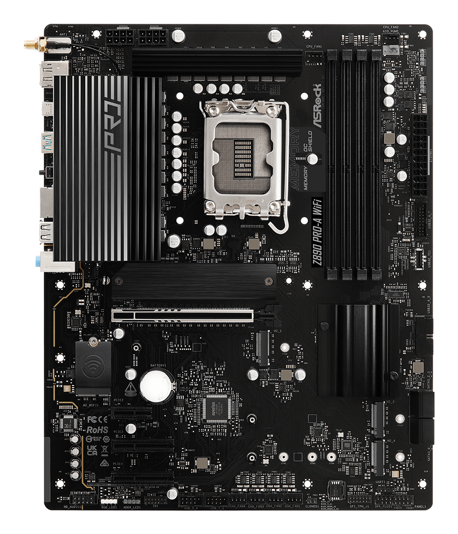 ASRock Z890 PRO-A WiFi - Motherboard - ATX - LGA1851-Sockel - Z890 Chipsatz - USB4, USB-C 3.2 Gen 2x2, USB 3.2 Gen 2, Ansicht 3