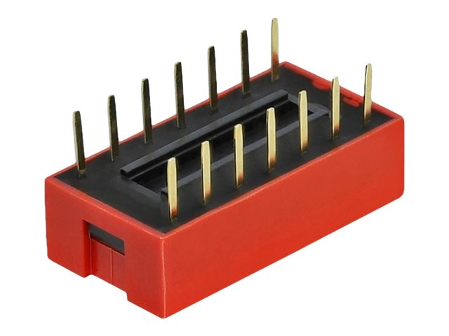 Delock DIP sliding switch 7-digit 2.54 mm pitch THT vertical - DIP-Schalter - Rot (Packung mit 10)