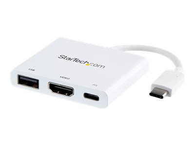 StarTech.com Startech USB-C auf HDMI Adapter mit PD & USB Port - USB Type-C - Weiß - Videoadapter - USB-C männlich zu HDMI, USB Typ A, USB-C weiblich - 60 mm - weiß - 4K Unterstützung, USB Power Delivery (60W)