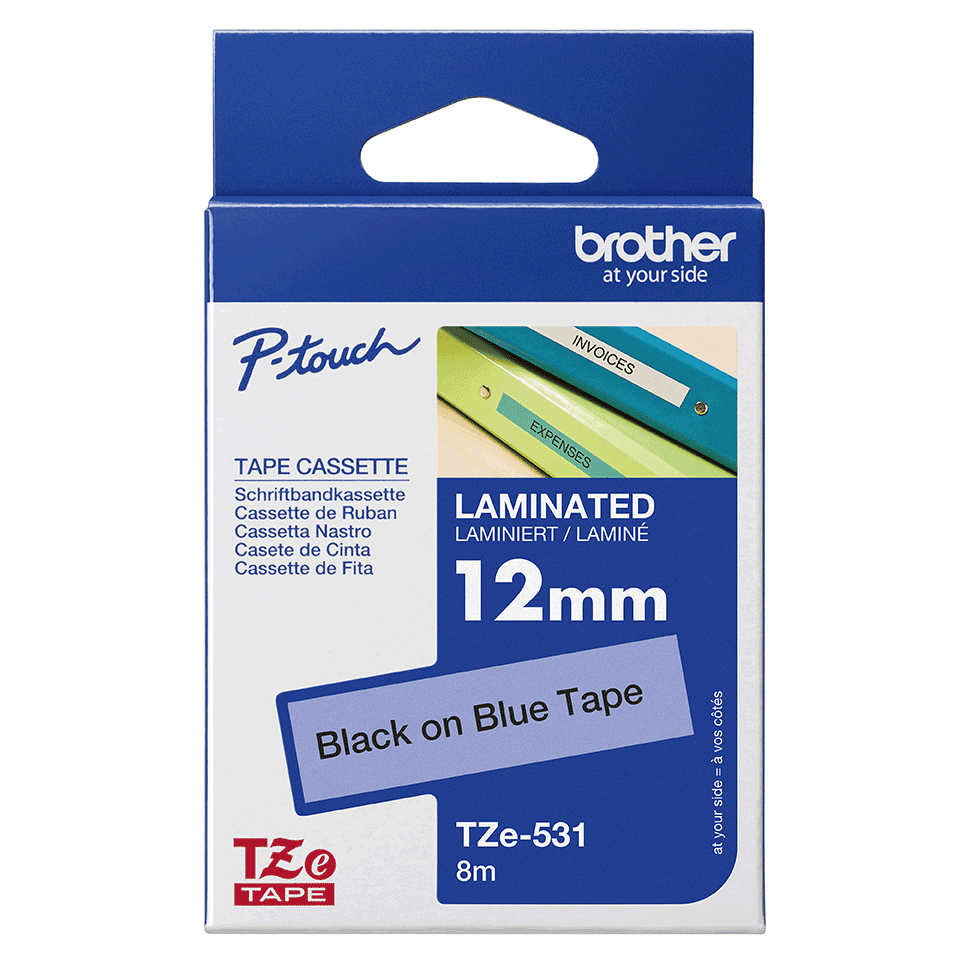 Brother TZe-531 - Schwarz auf Blau - Rolle (1,2 cm x 8 m), Ansicht 2