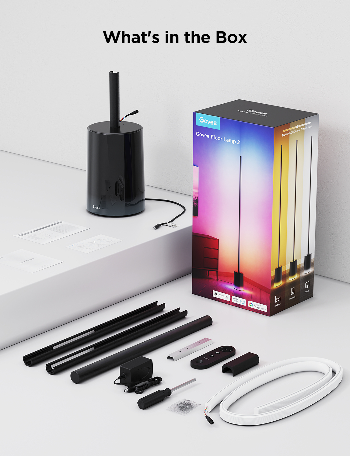 Govee RGBICWW SMART Floor Lamp 2 Bluetooth Wi-Fi Matter, Ansicht 3