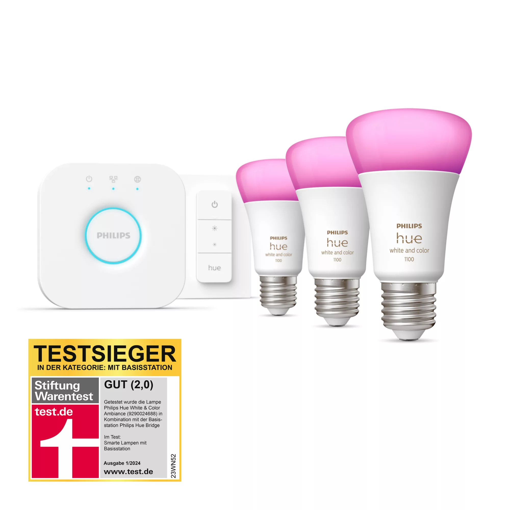 Philips Hue White and Color Ambiance Starter Kit - Drahtloses Beleuchtungs-Kit - LED-Lampe x 3 - E27 - 9 W (75 W), Ansicht 2