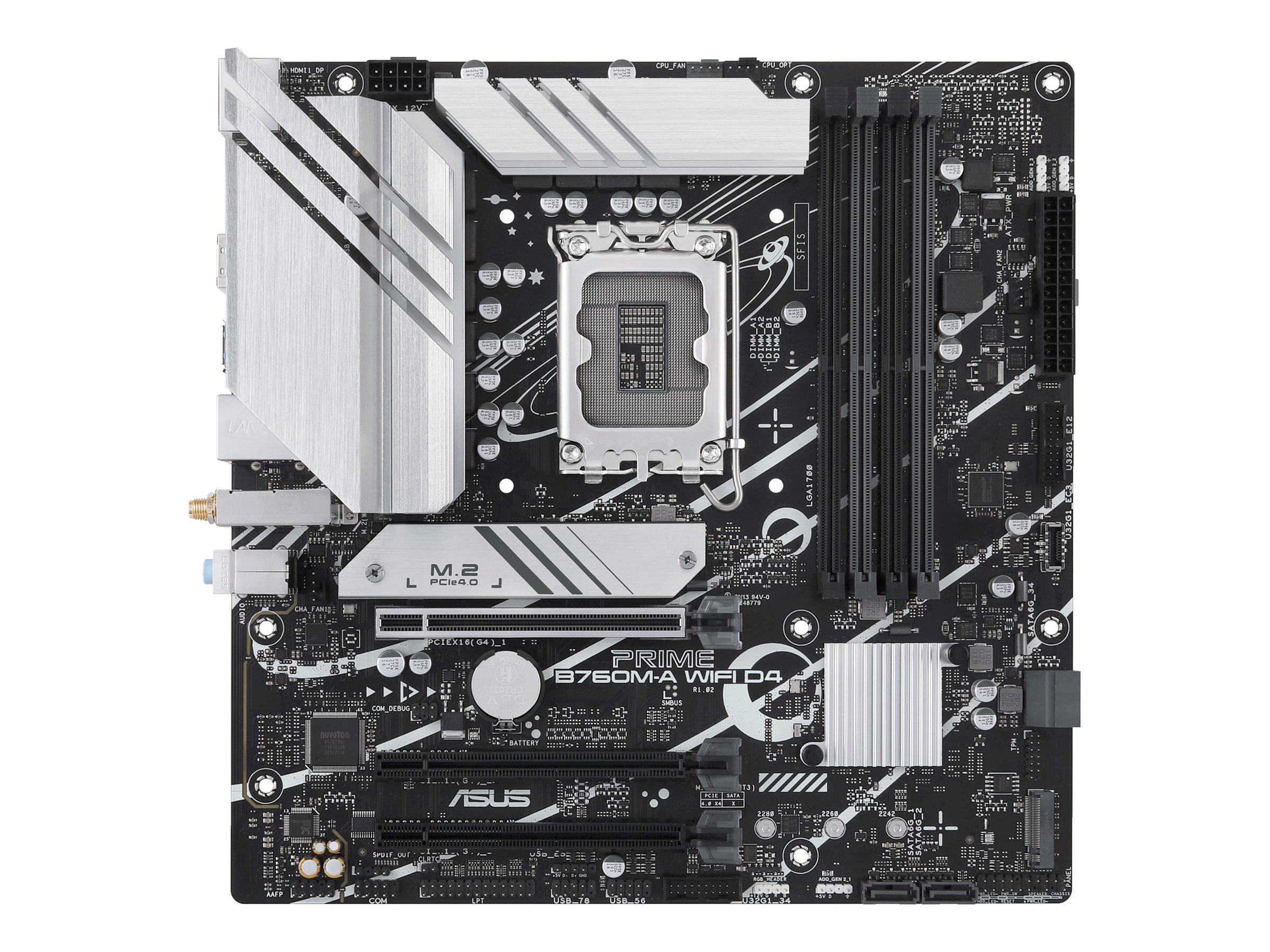 ASUS PRIME B760M-A WIFI D4 - Motherboard - micro ATX - LGA1700 Sockel - B760 Chipsatz - USB 3.2 Gen 2, USB 3.2 Gen 1, USB-C 3.2 Gen 1 - 2.5 Gigabit LAN, Wi-Fi 6, Bluetooth - Onboard-Grafik (CPU erforderlich)