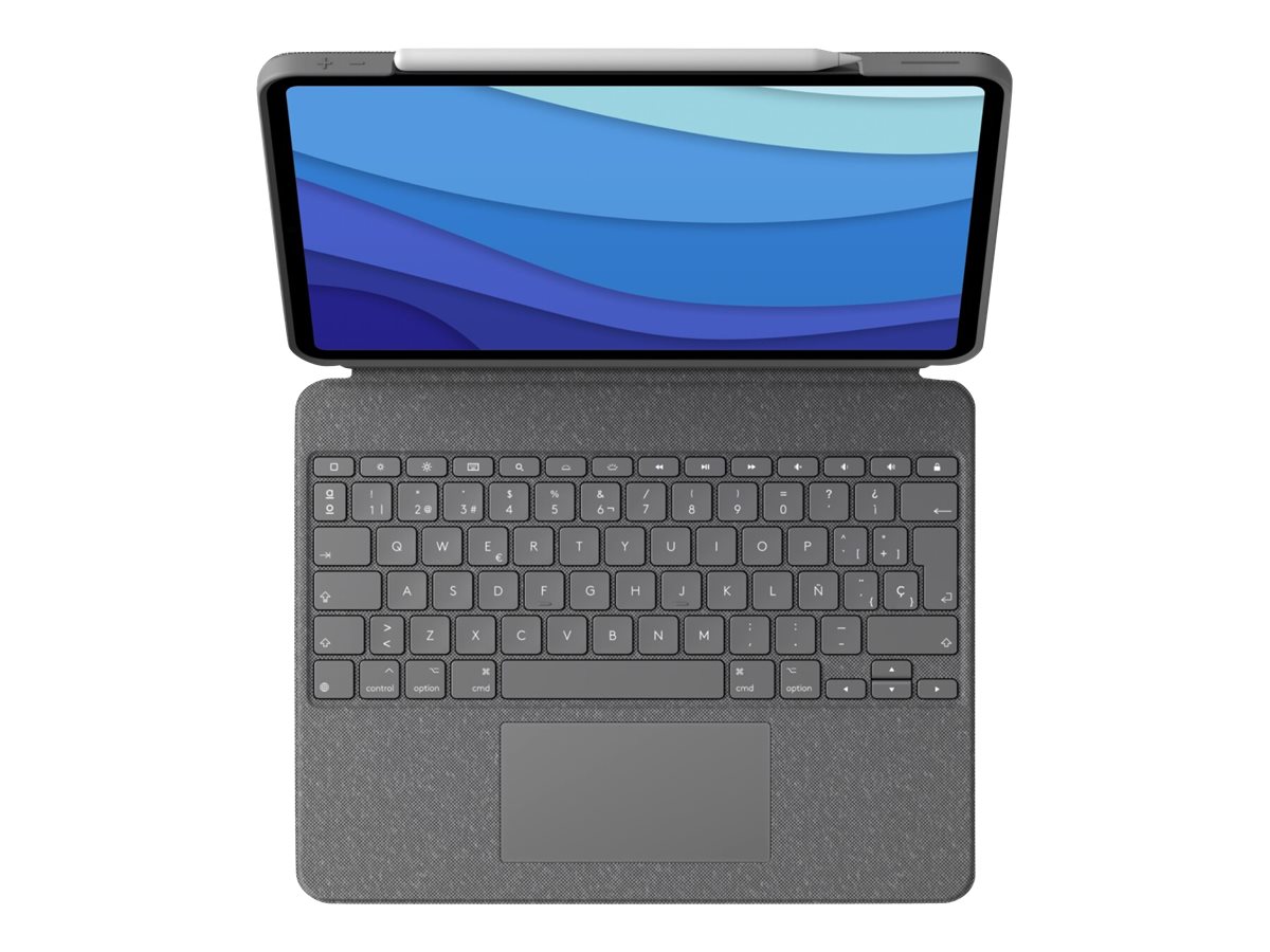Logitech Combo Touch - Tastatur und Foliohülle - mit Trackpad - hintergrundbeleuchtet - Apple Smart connector - QWERTY - GB - Oxford Gray - für Apple 10.9-inch iPad Air (4. Generation 5. Generation)
