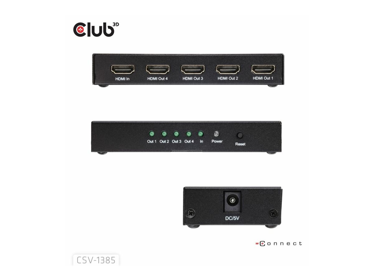Club 3D CSV-1385 - Video-/Audio-Splitter - 1-to-4, 4K120Hz, Ansicht 2