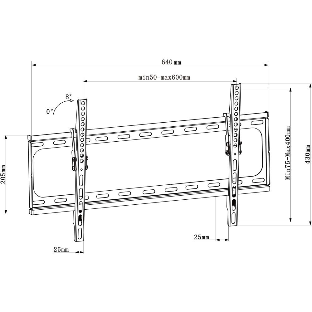 Techly ICA-PLB 261L - 76,2 cm (30) - 177,8 cm (70) - 200 x 200 mm - 600 x 400 mm - -10 - 0° - Schwarz, Ansicht 4