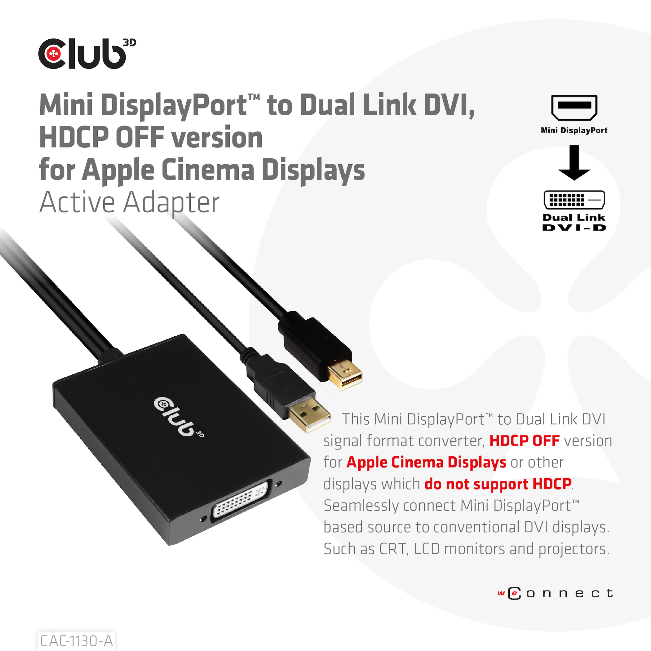 Club 3D Adapterkabel - Mini DisplayPort, USB (nur Strom), Ansicht 2