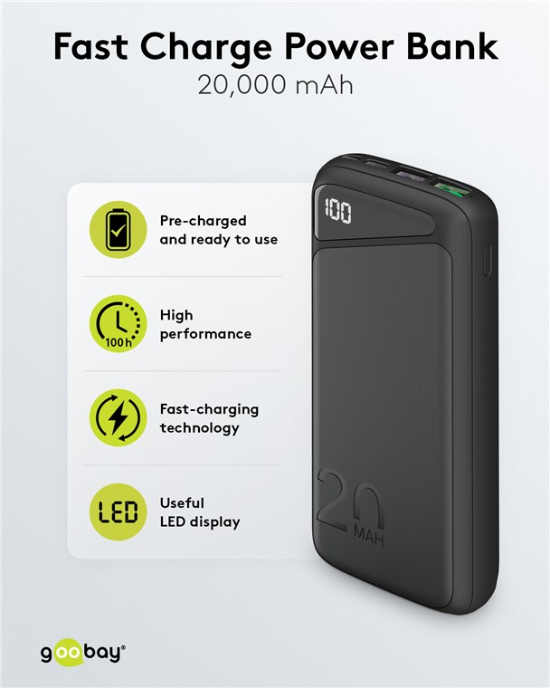 Wentronic Goobay Schnelllade-Powerbank 20.000 mAh USB-C PD QC 3.0 53939, Ansicht 4