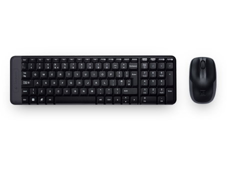 Logitech Wireless Combo MK220, Volle Größe (100%), Kabellos, USB, Schwarz, Maus enthalten