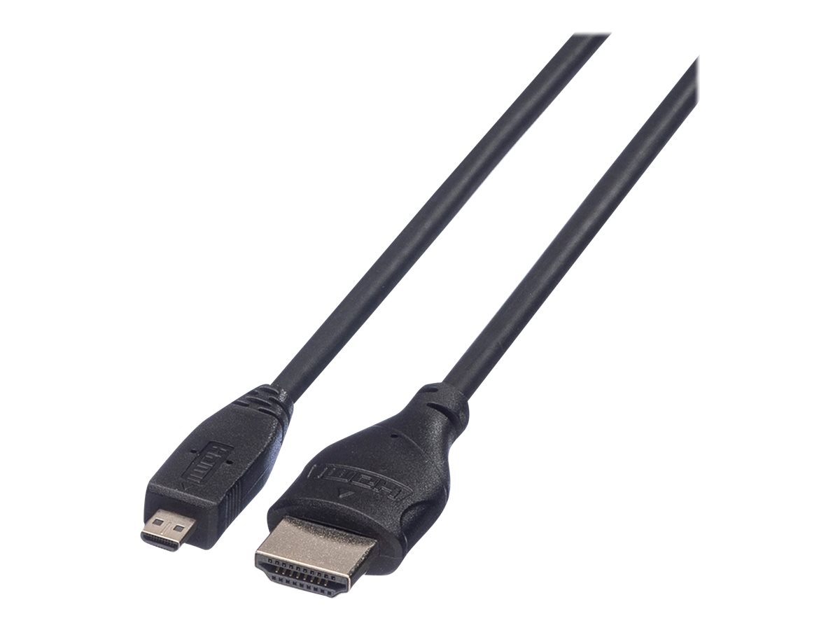 ROLINE Green - Hohe Geschwindigkeit - HDMI-Kabel mit Ethernet - HDMI männlich zu 19 pin micro HDMI Type D männlich - 2 m - abgeschirmt - Schwarz - 4K30Hz (3840 x 2160)