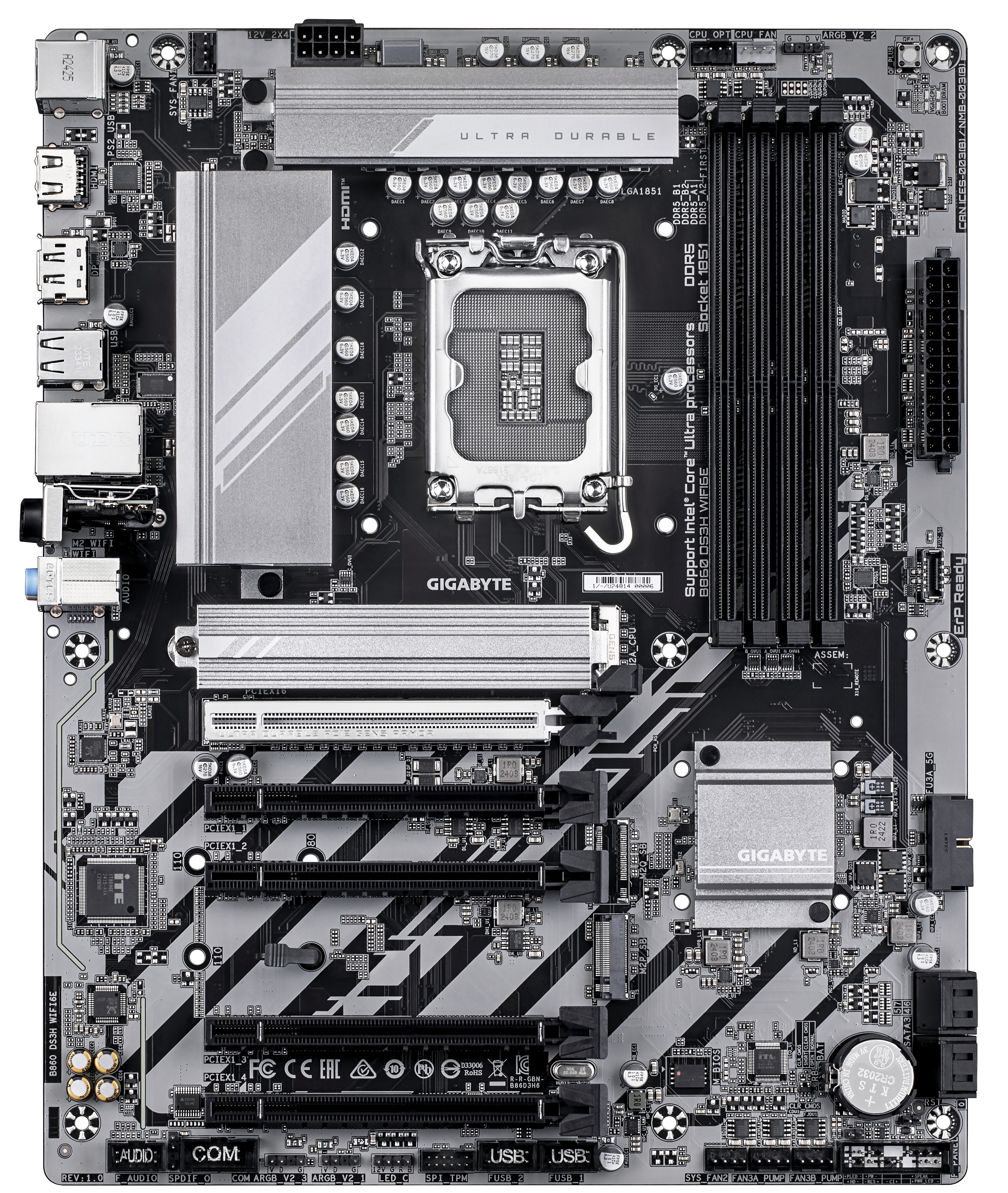 Gigabyte B860 DS3H WIFI6E - Motherboard - ATX - LGA1851-Sockel - B860 Chipsatz - Onboard-Grafik (CPU erforderlich), Ansicht 2