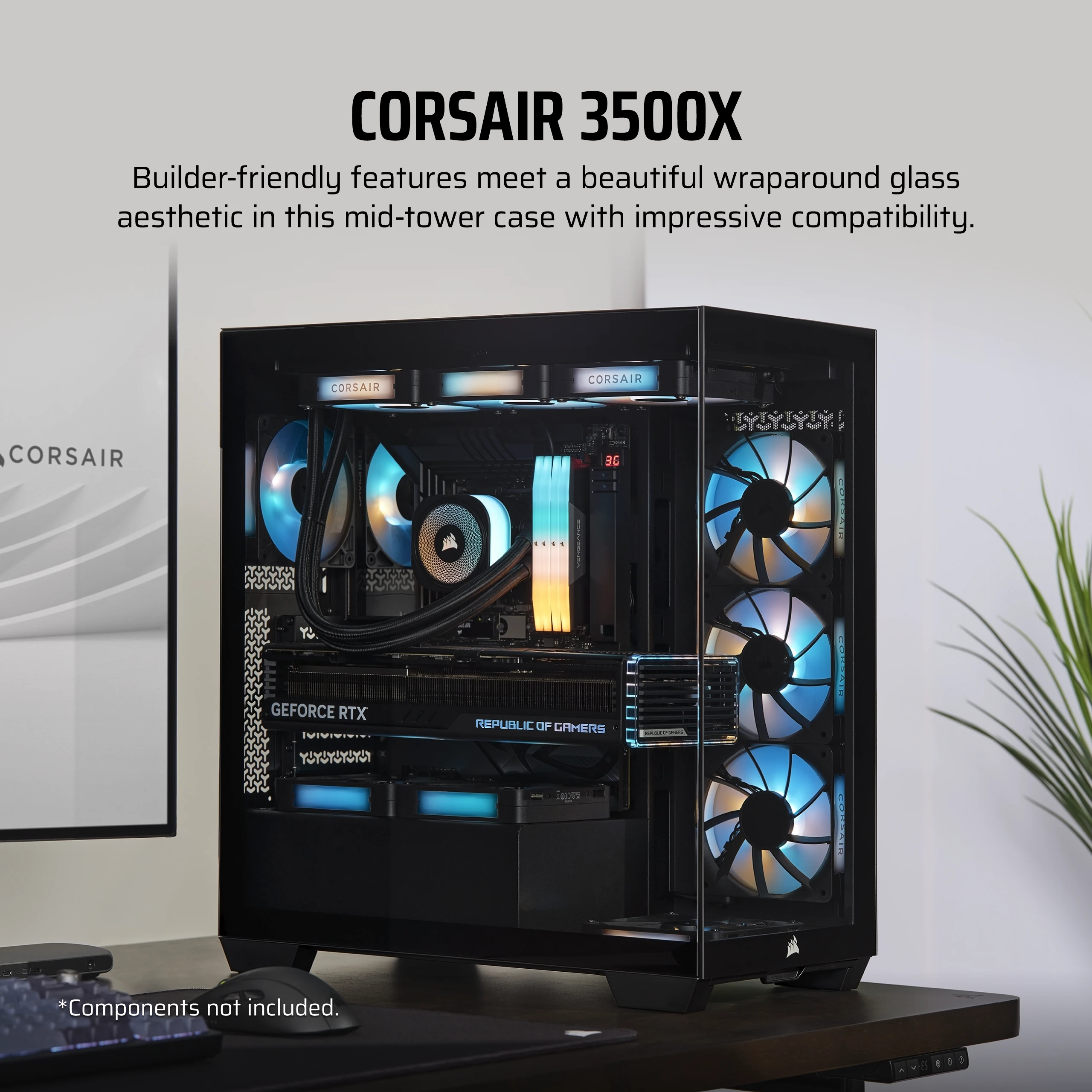 Corsair 480T RGB - Mid tower - ATX - Seitenteil mit Fenster (gehärtetes Glas), Ansicht 2