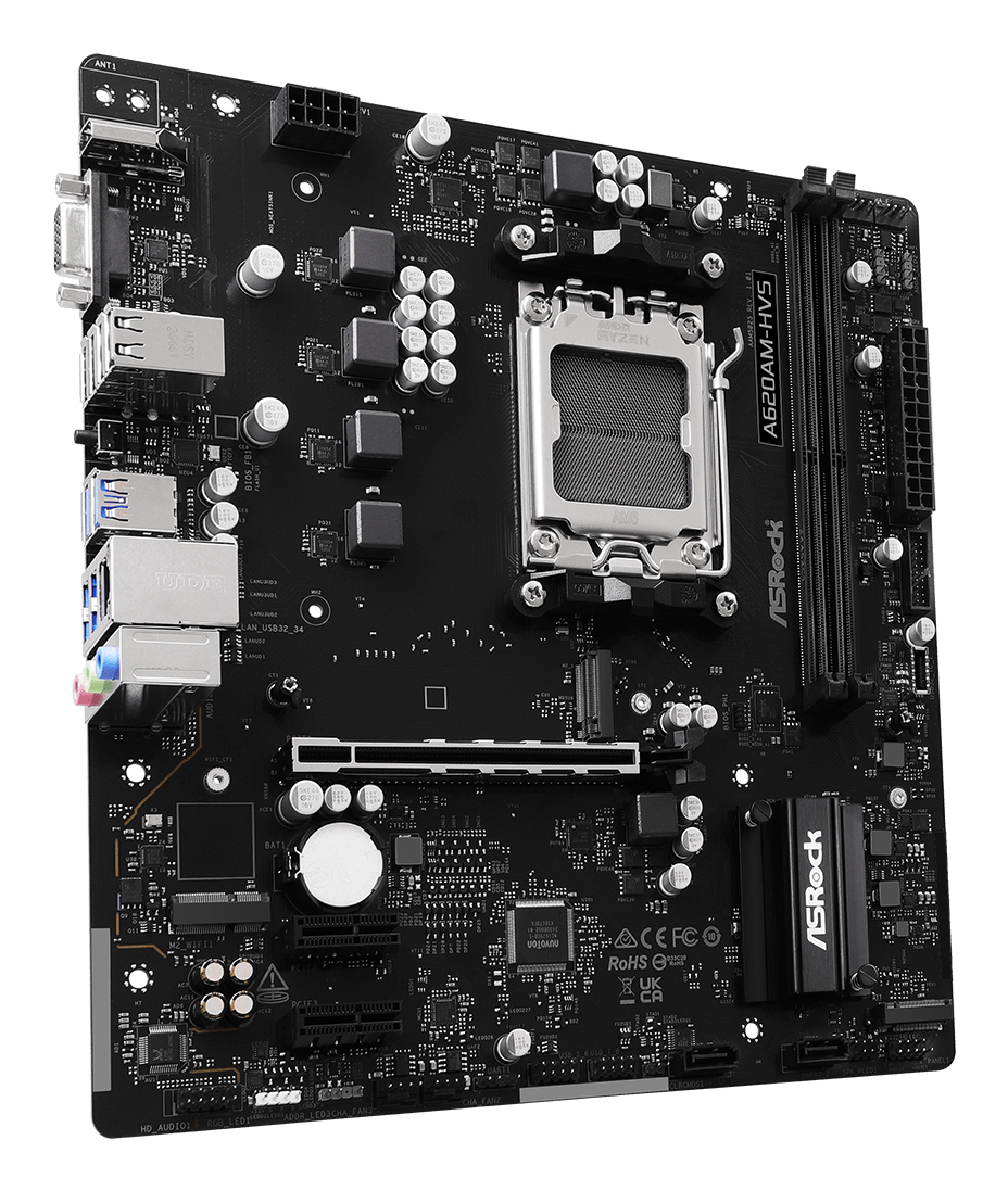 ASRock A620AM-HVS - Motherboard - micro ATX - Socket AM5 - AMD A620A Chipsatz - Gigabit LAN, Ansicht 4
