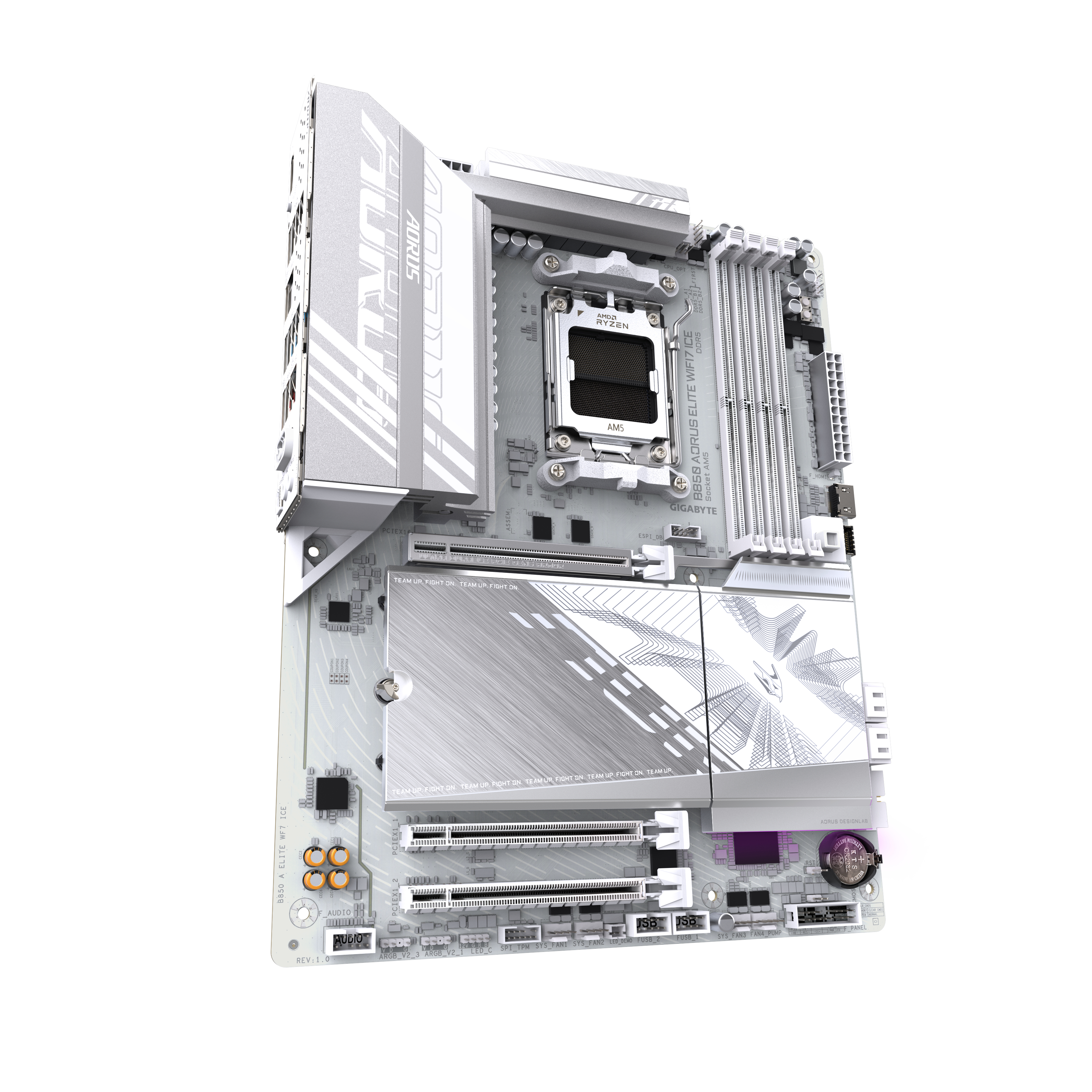 Gigabyte B850 AORUS ELITE WF7 ICE ATX Mainboard - AM5 - DDR5, Ansicht 3