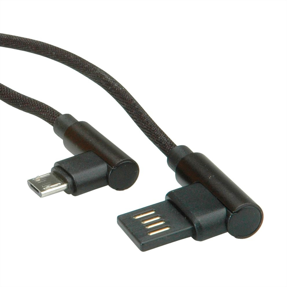ROLINE USB-Kabel - USB (M) 90° abgeschrägt, umkehrbar zu Micro-USB Typ B (M), Ansicht 2