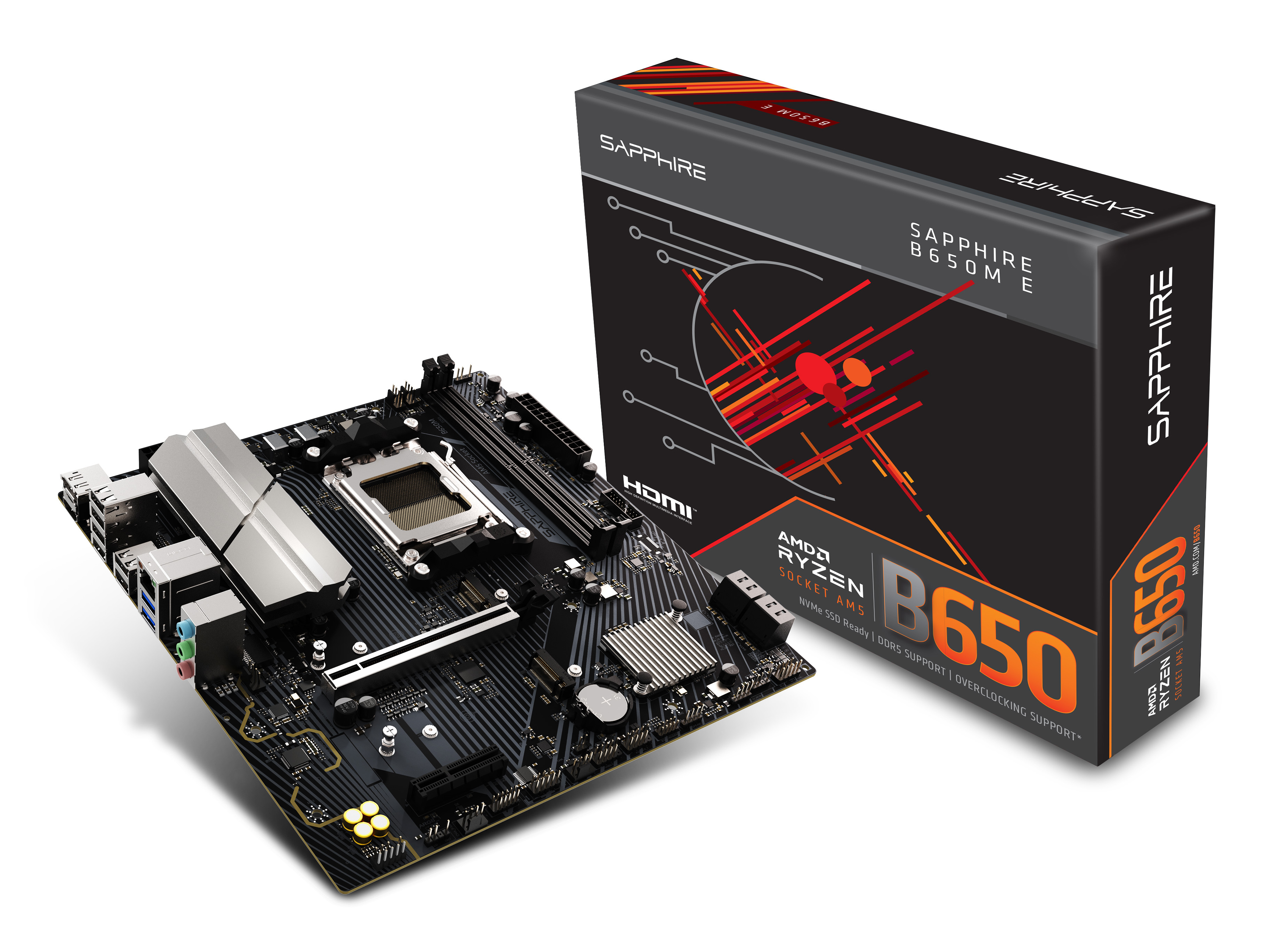 Sapphire B650M-E - Motherboard - micro ATX - Socket AM5 - AMD B650 Chipsatz - USB 3.2 Gen 1/USB-C 3.2 Gen 1 - 2.5 GB LAN, Ansicht 2