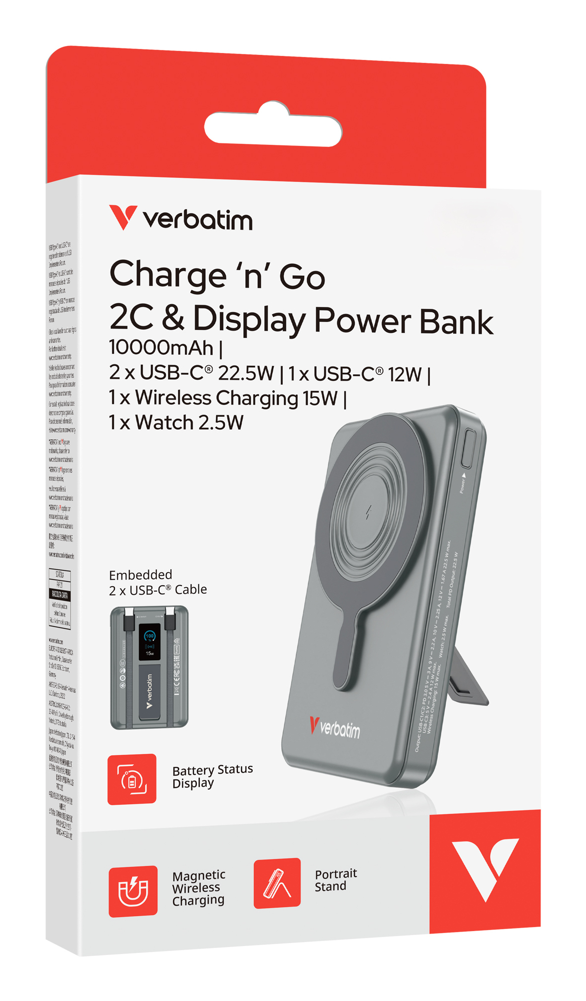 Verbatim Charge´n´Go Power Bank 2C & Display grey - 10.000 mAh, Ansicht 3