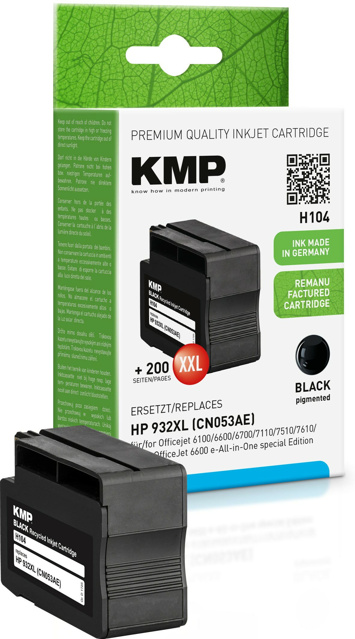 KMP H104 - 35 ml - Größe XXL - Schwarz - kompatibel - Tintenpatrone (Alternative zu: HP 932XL, HP CN053AE), Ansicht 3