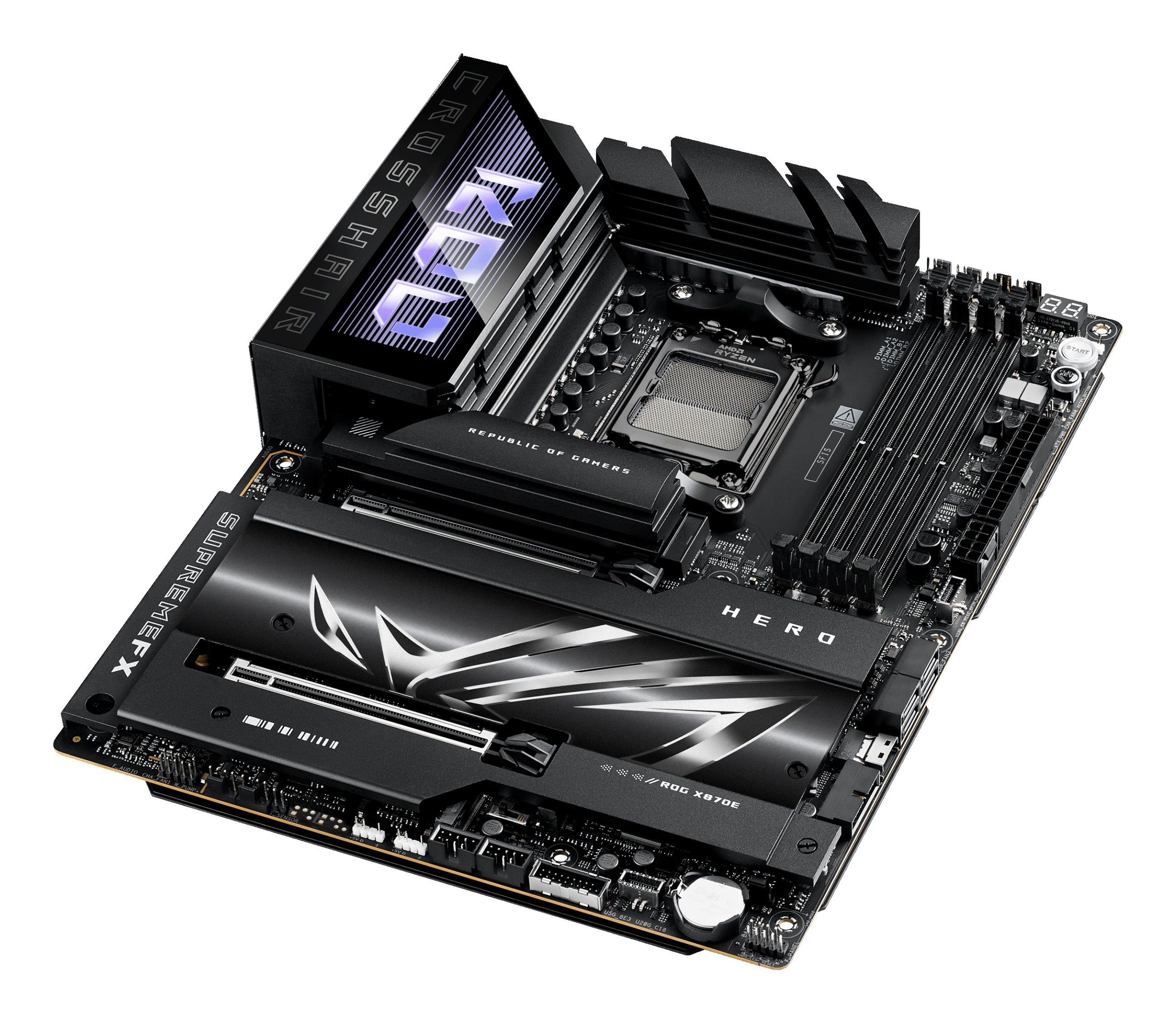 ASUS ROG CROSSHAIR X870E HERO - Motherboard - ATX - Socket AM5 - AMD X870E Chipsatz - USB4, USB 3.2 Gen 2, Ansicht 2