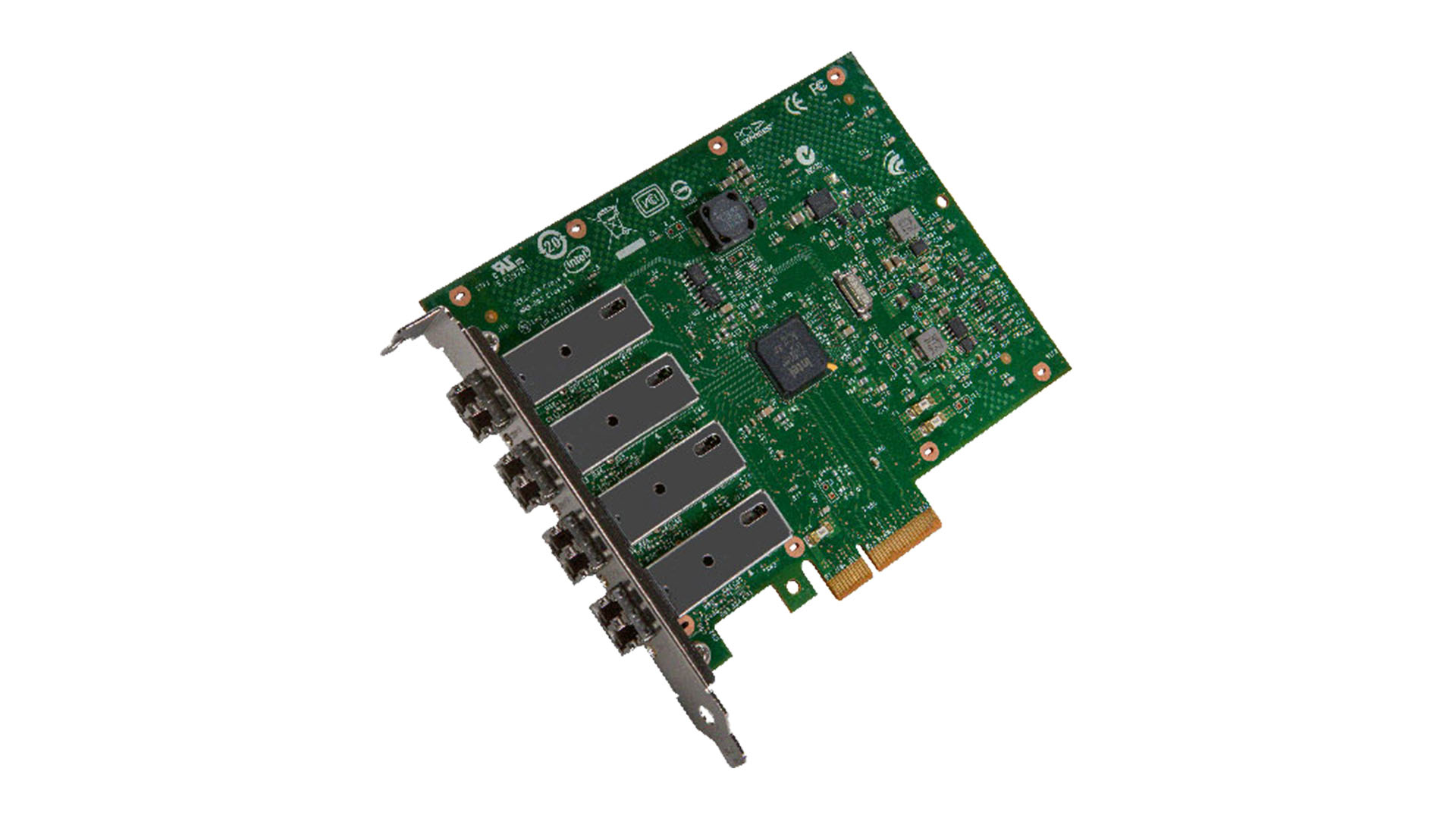 Intel I350F4BLK, Eingebaut, Kabelgebunden, PCI Express, Ethernet, 1000 Mbit/s, Grün