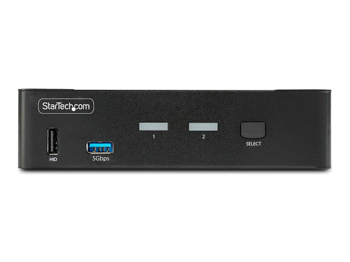 StarTech.com 2-Port DisplayPort KVM Switch 8K 60Hz  4K 144Hz Single Display DP 1.4 2x USB 3.0 Ports 4x USB 2.0 HID Ports Push-Button & Hotkey Switching TAA Compliant - OS Independent Metal Housing (D86A2-2-PORT-8K-KVM)