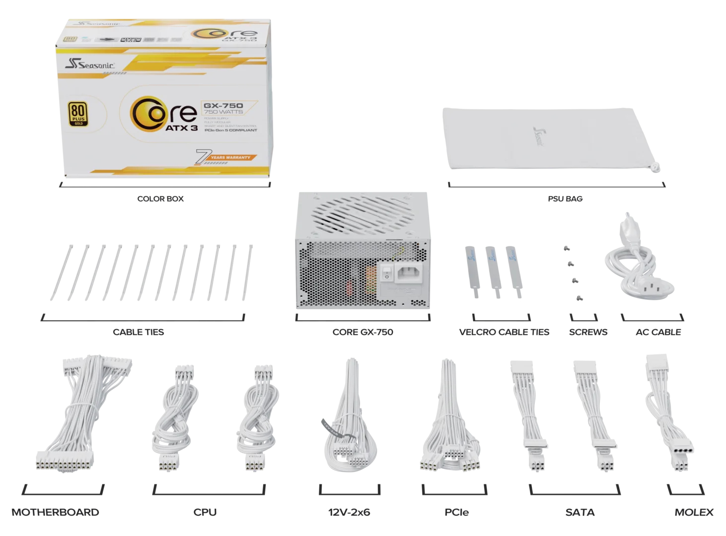 Seasonic 750W Core SRP-CGX751-A5A32SF-W ATX 3.1 80+ Gold - ATX, Ansicht 2
