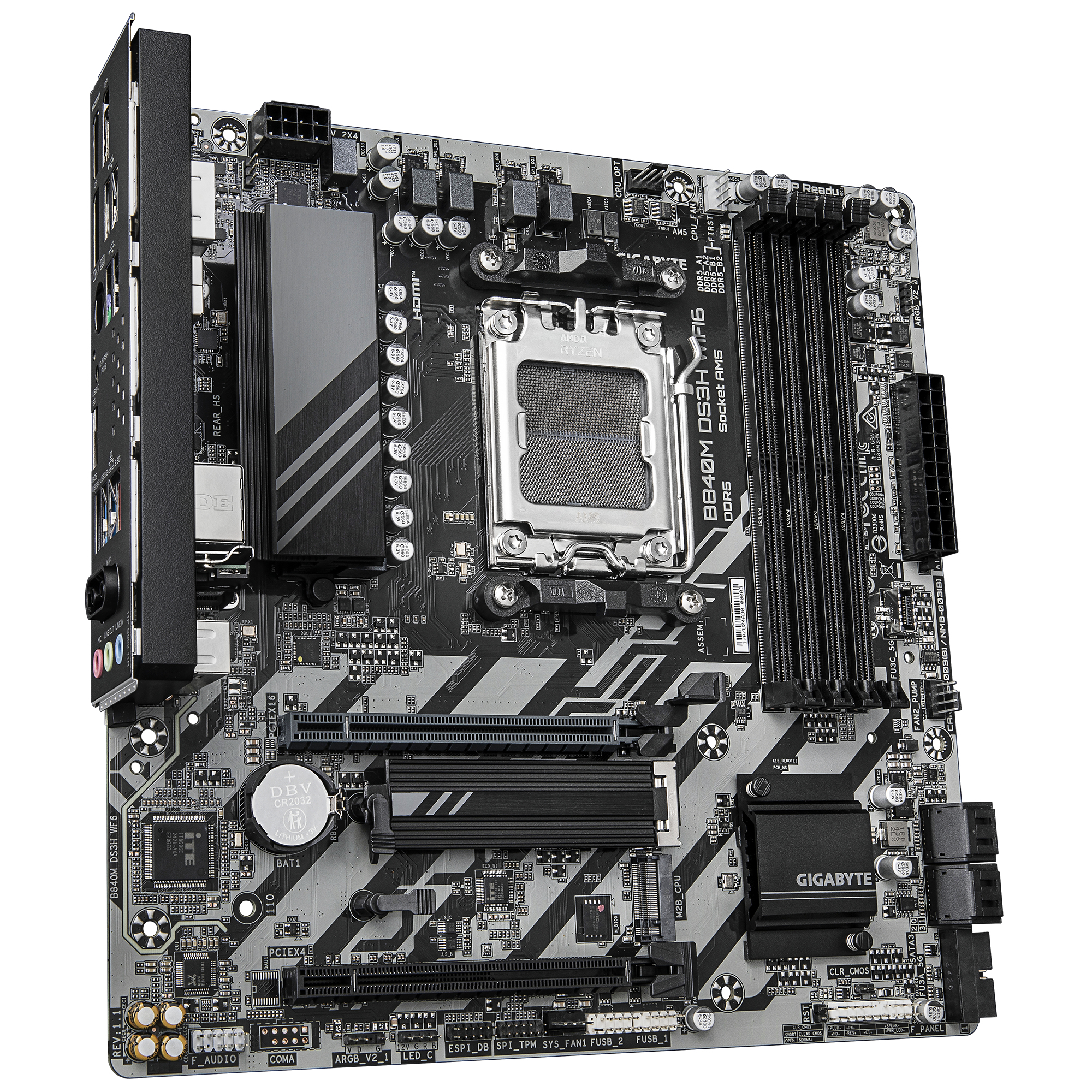 Gigabyte B840M DS3H WiFi6 B840 AM5 mATX DDR5 - Mainboard - AMD Sockel AM5 (Ryzen Zen4), Ansicht 3