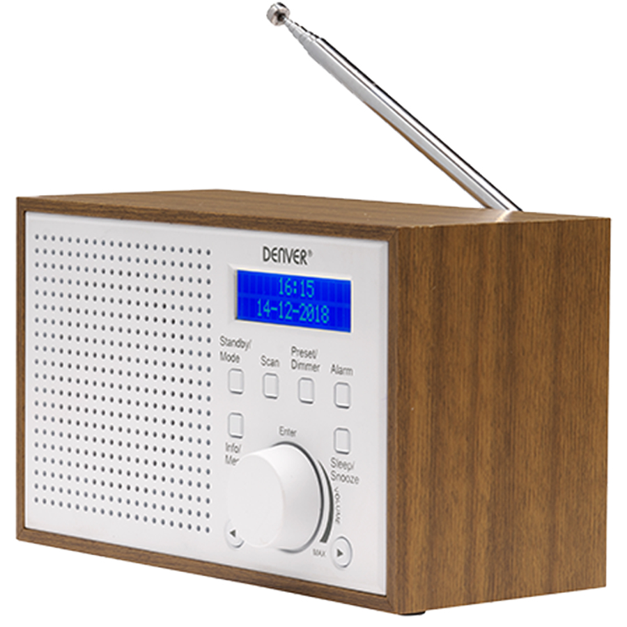 Inter Sales Denver DAB-46WHITE - Internet - Analog & Digital - DAB+,FM - 2 W - LCD - Braun - Weiß, Ansicht 2
