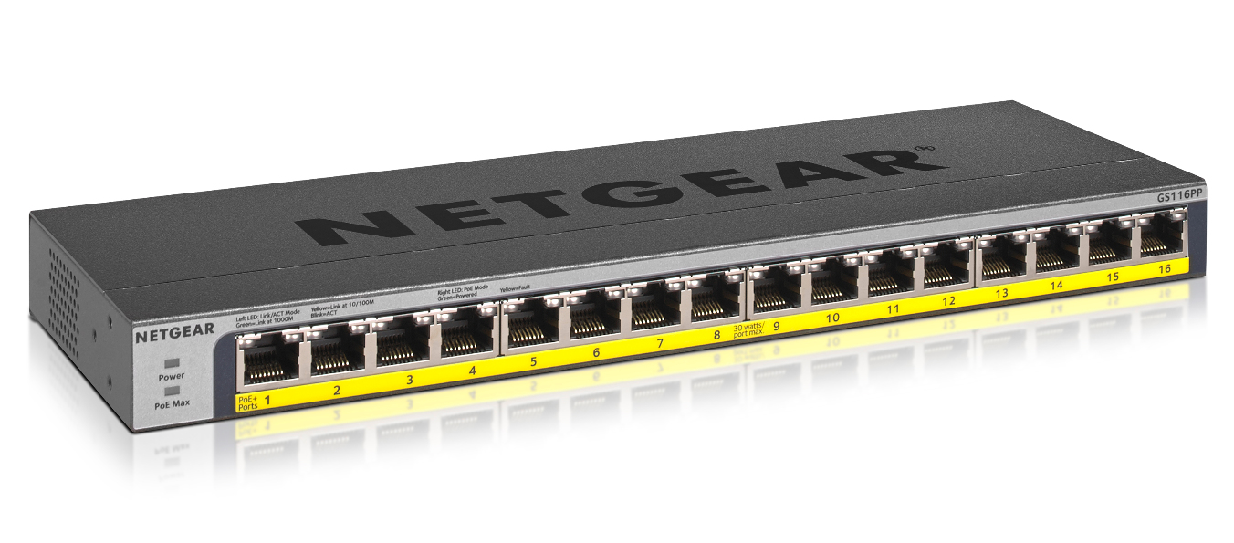 Netgear GS116PP - Switch - unmanaged - 16 x 10/100/1000 (PoE+), Ansicht 3