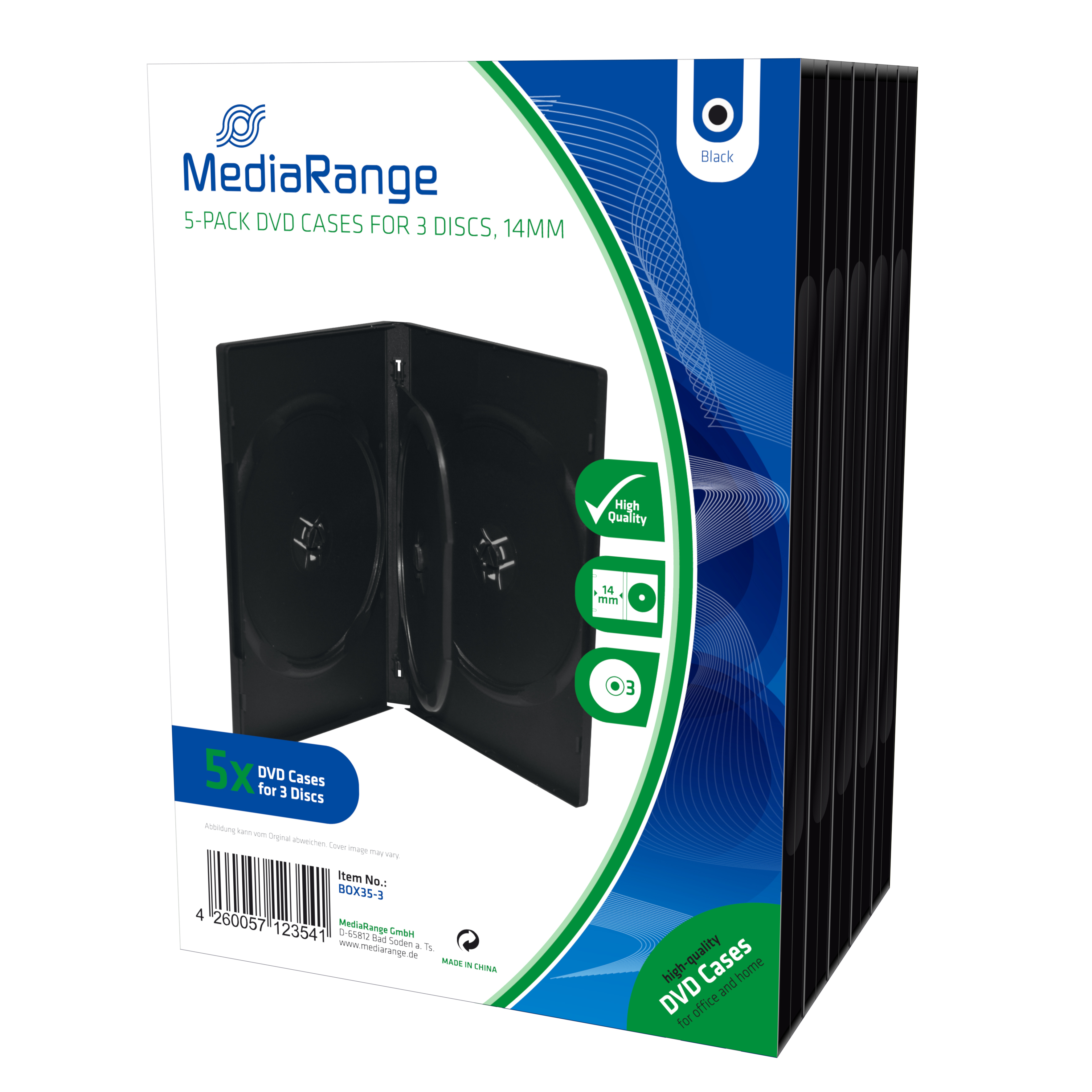 MEDIARANGE Retail pack 3er-DVD-Box - DVD Jewel Case - Kapazität: 3 CD/DVD (Packung mit 5), Ansicht 2