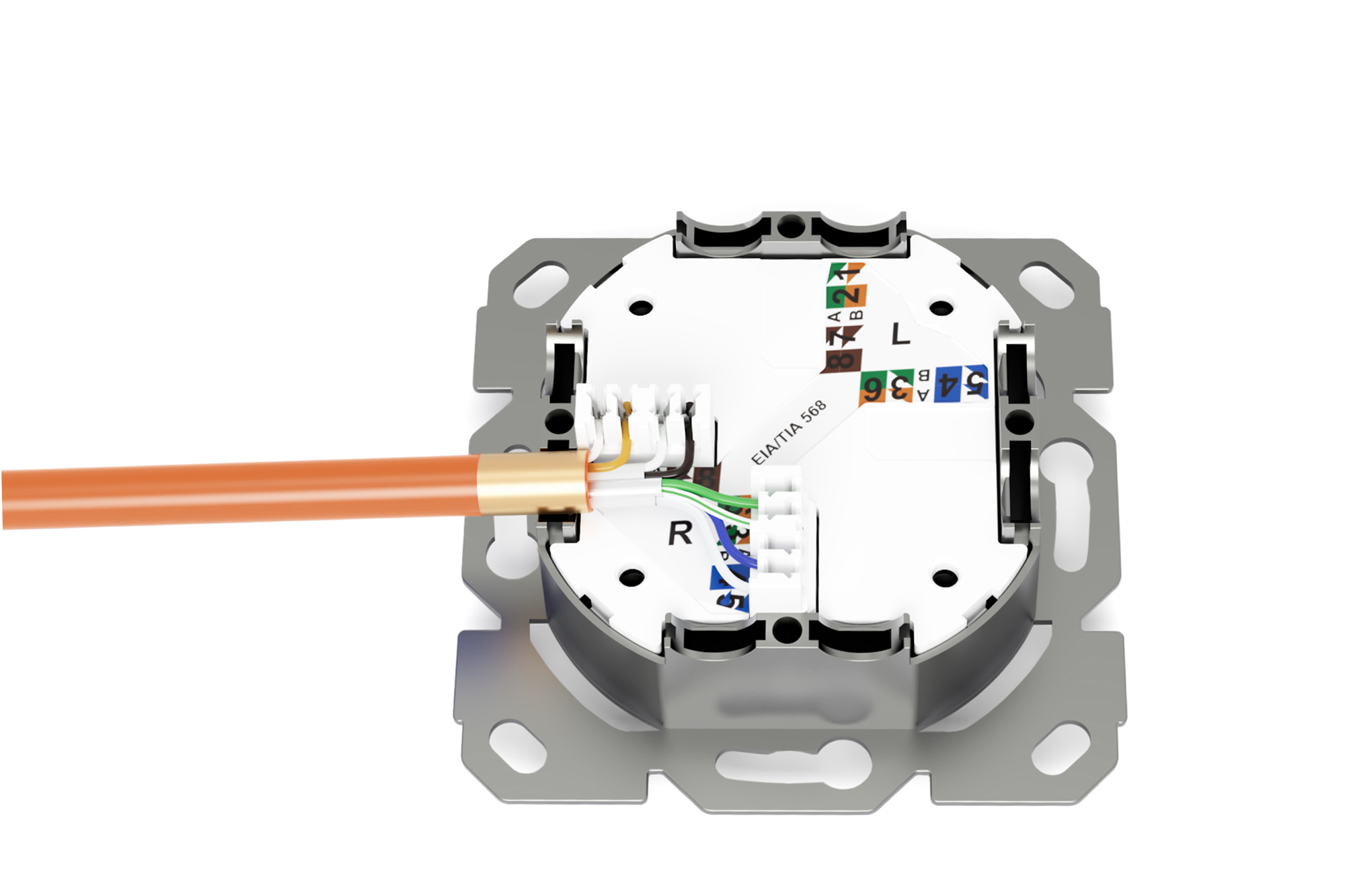 DIGITUS CAT 6A Klasse EA Netzwerkdose, designkompatibel, geschirmt, Unterputz, Ansicht 4