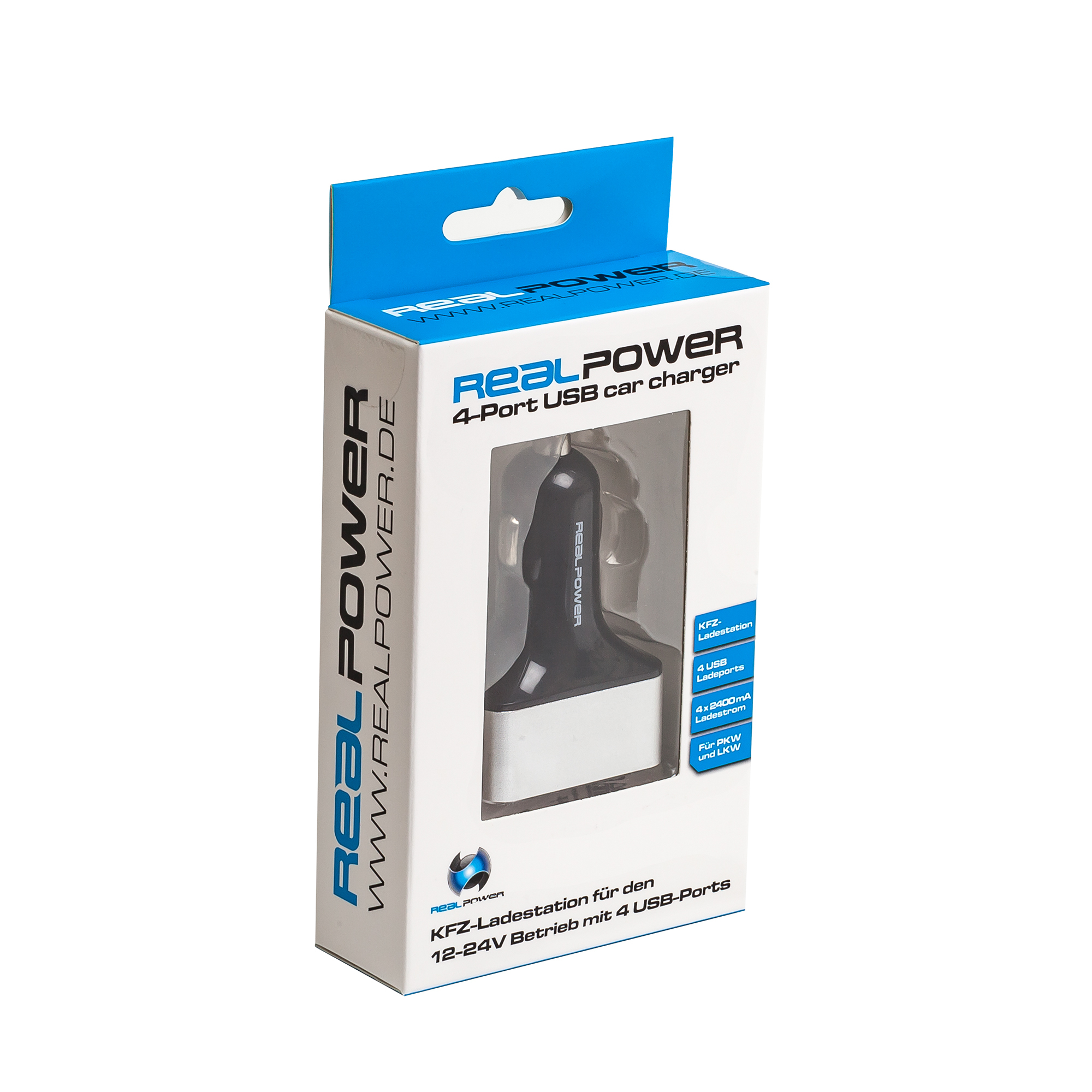 Ultron Realpower 4-Port USB car charger - Auto-Netzteil - 2400 mA - 4 Ausgabeanschlussstellen (4 x USB), Ansicht 2