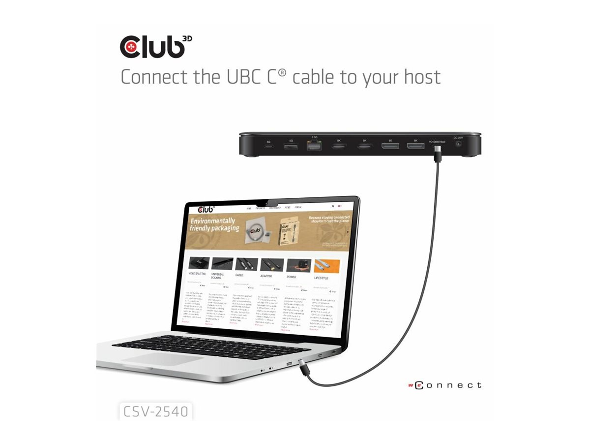 Club 3D Dockingstation - 14 in 1 Quad-Display-Dockingstation 4K60Hz PD 100W*Club - Kabel - Digital/Daten, Ansicht 2