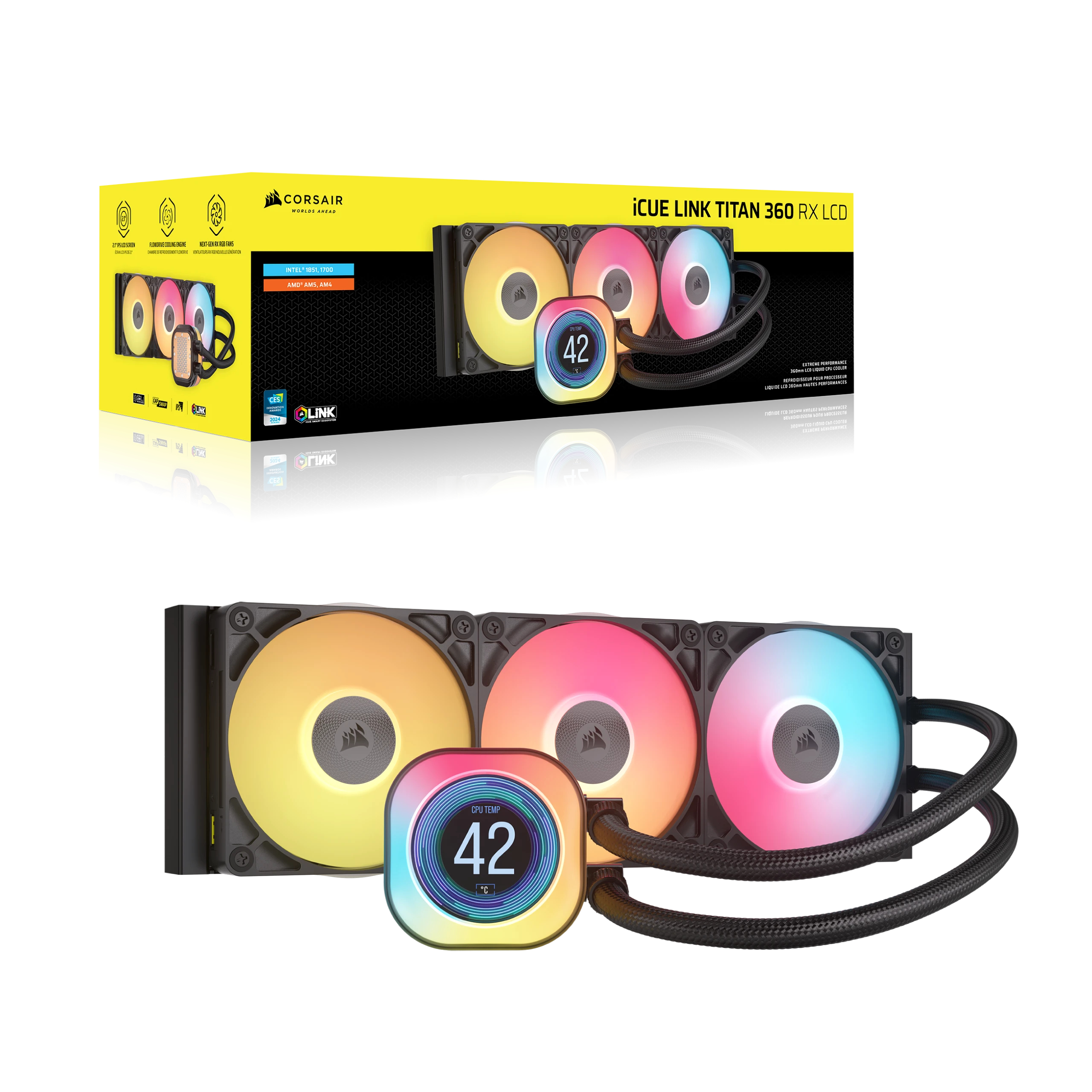 Corsair CPC Corsair AIO iCUE LINK TITAN 360 RX LCD AIO - CPU-Kühler, Ansicht 2