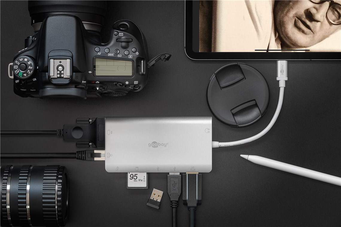 Goobay 49850 - Verkabelt - USB 3.2 Gen 1 (3.1 Gen 1) Type-C - Silber - Weiß - SD - 5 Gbit/s - 3840 x 2160 Pixel, Ansicht 2