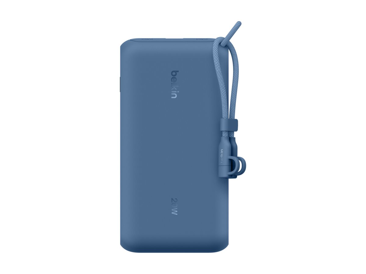 Belkin BoostCharge - Powerbank - mit Display - 20000 mAh - 20 Watt - PD - 3 Ausgabeanschlussstellen (2 x USB-C, USB) - Blau, Ansicht 4