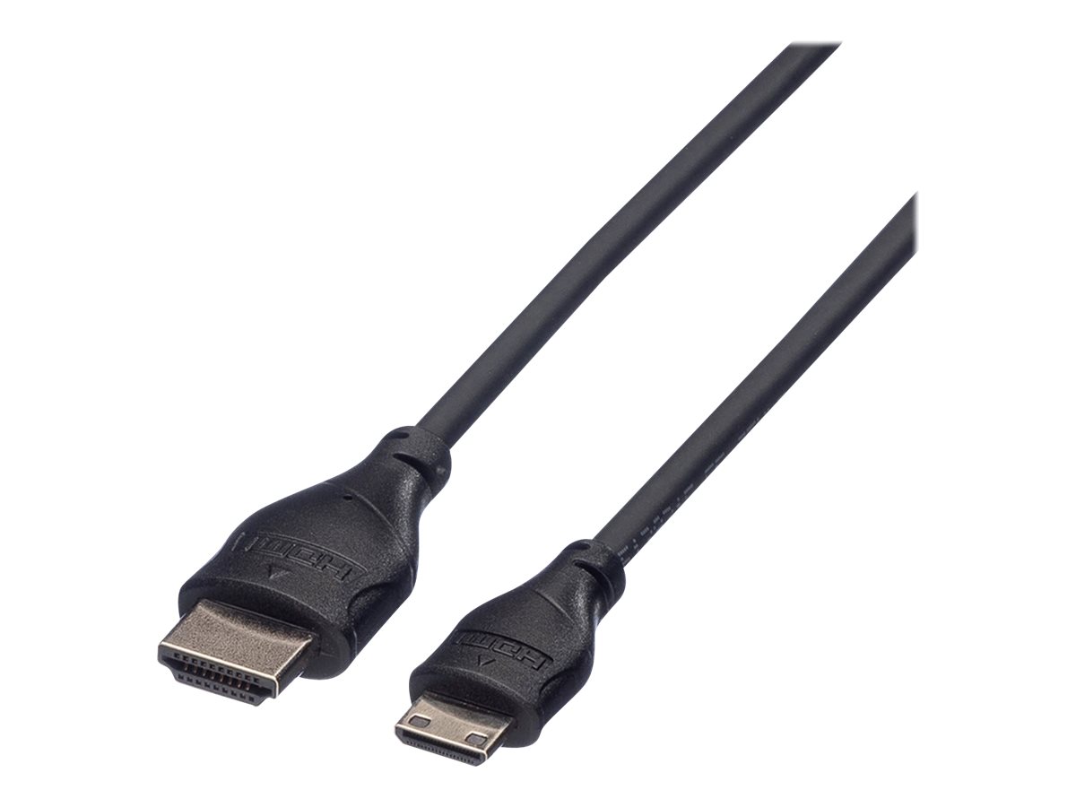 ROLINE Green - Highspeed - HDMI-Kabel mit Ethernet - HDMI männlich zu 19 pin mini HDMI Type C männlich - 2 m - abgeschirmt - Schwarz - unterstützt 4K 30 Hz (3840 x 2160)