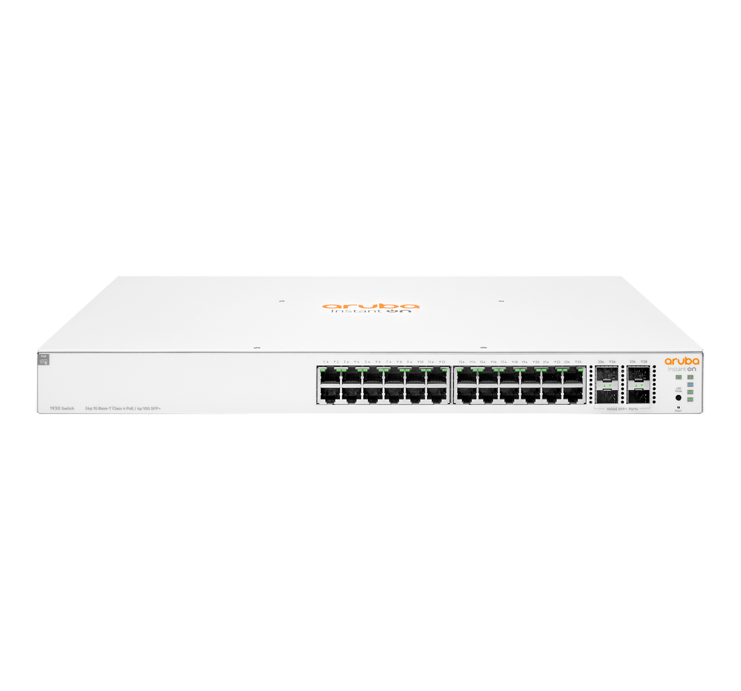 HPE Aruba Networking Aruba Instant On 1930, Managed, L2+, Gigabit Ethernet (10/100/1000), Power over Ethernet (PoE), Rack-Einbau, 1U