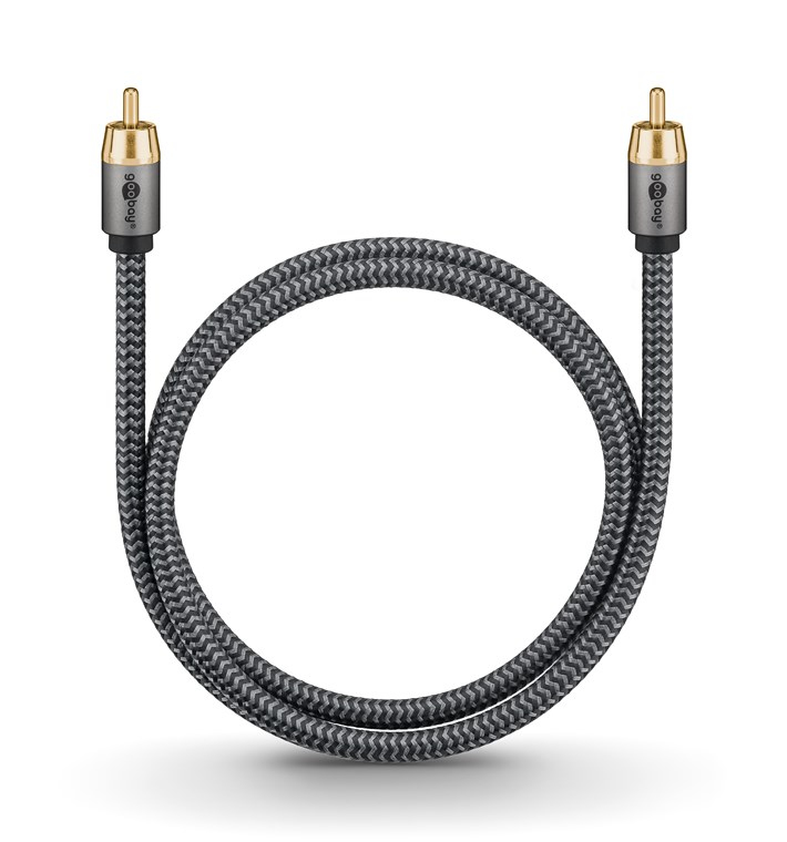 Goobay Mono-Cinchkabel 2 m Sharkskin Grey - Cinch-Stecker Woofer Center>, Ansicht 3