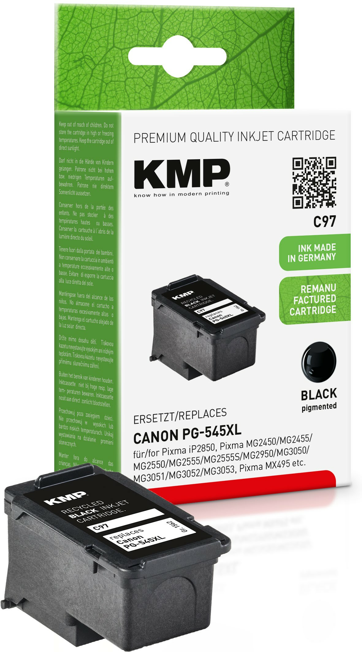 KMP C97 - 15 ml - Hohe Ergiebigkeit - Schwarz - kompatibel - Tintenpatrone (Alternative: Canon PG-545XL, Canon 8286B001), Ansicht 3