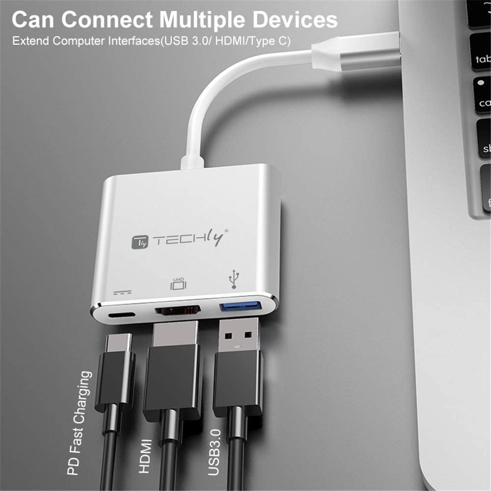 Techly IADAP USB31-HDMIPTY - Kabelgebunden - USB 3.2 Gen 1 (3.1 Gen 1) Type-C - Silber - 5 Gbit/s - 4K Ultra HD - 30 Hz, Ansicht 2