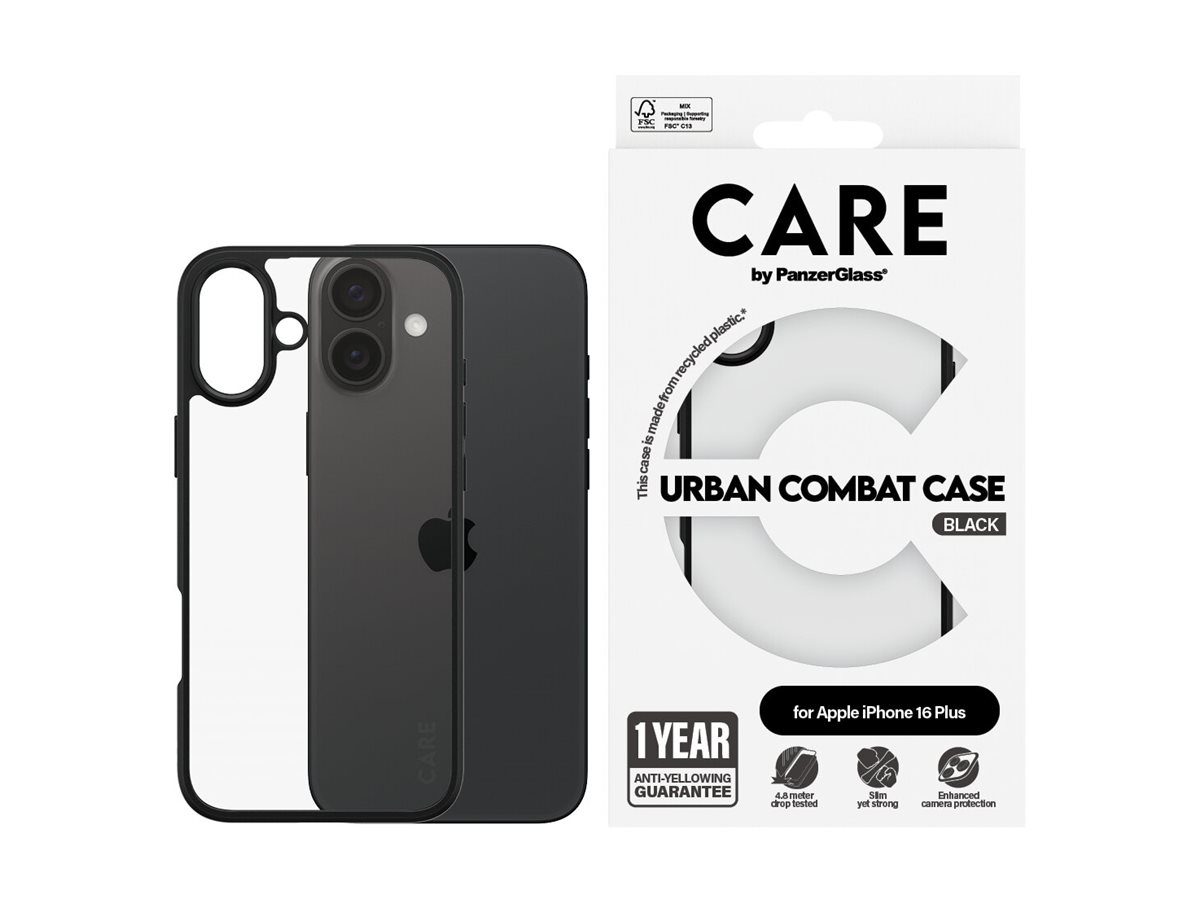 PanzerGlass CARE - iPhone 16 Plus Case - kompatibel mit MagSafe - Thermoplastisches Polyurethan (TPU) - Schwarz, Ansicht 3
